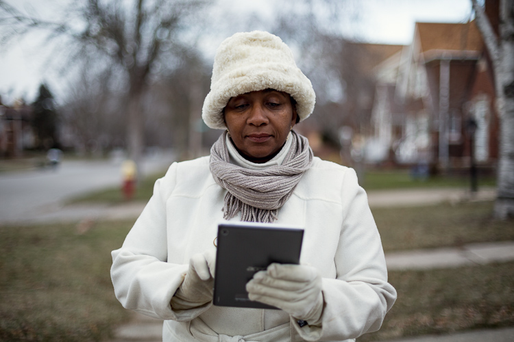 Monique Tate in the Morningside neighborhood where a mesh network is located.