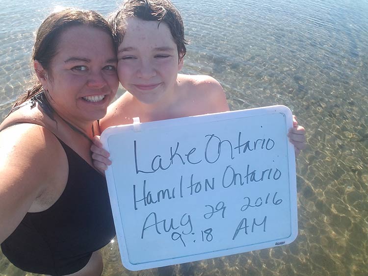 Selfie at Lake Ontario: Michele Arquette-Palermo and son Dominic Palermo