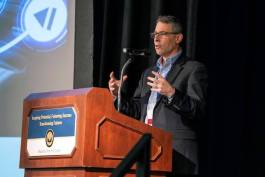 Jeff Lowinger delivers the keynote "Engineers for the Vehicles of Tomorrow" at 2019 CAAT conference May 10. Photo courtesy of CAAT/Macomb Community College.