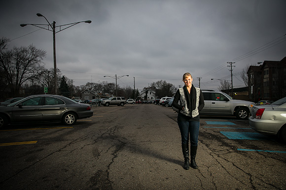 Hayley Roberts-Michigan Suburbs Alliance at a Proposed Development Site