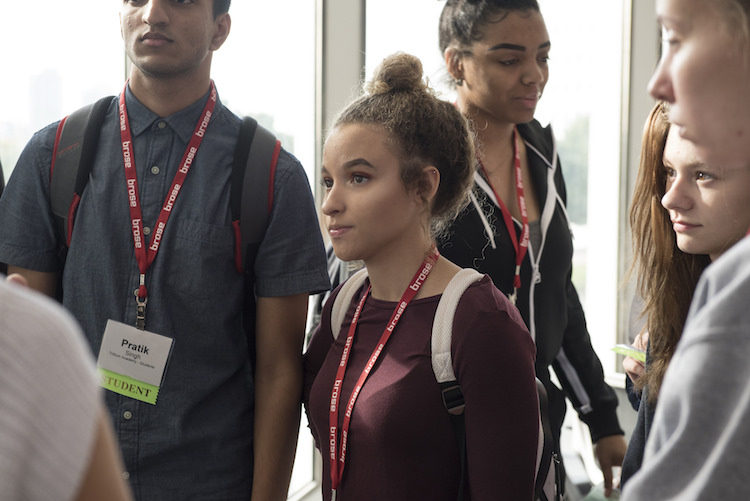 Students engage with mobility industry professionals at the 2018 MICHauto Summit during Mobility Week Detroit.
