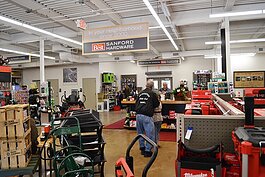 Sanford Hardware welcomes customers on opening day.