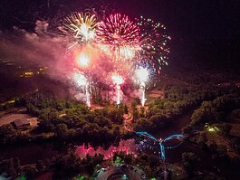 Aerial view of the fireworks in Midland