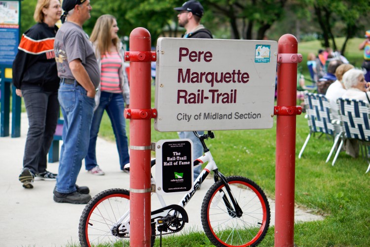 The Pere Marquette Rail Trail, popular with runners, walkers, cyclists and plenty others