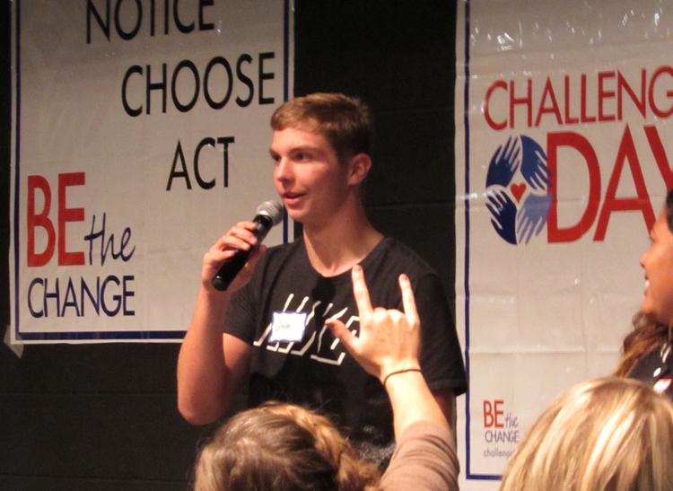 A student speaking during Challenge Day 2017