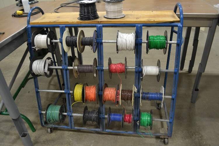 Spools of electrical wire at Greater Michigan Construction Academy’s skills lab are ready for projects.