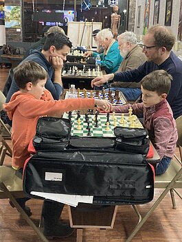 Two of the younger participants in the Midland Chess Club.