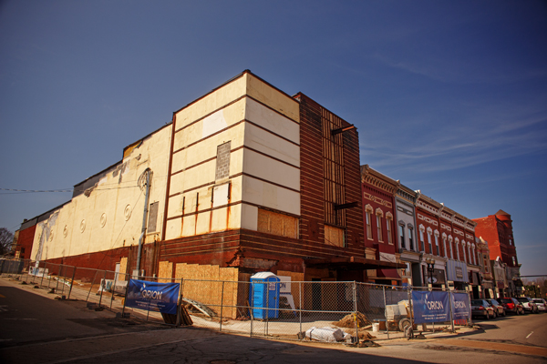 An exterior shot of the Vogue Theater's renovations. 
