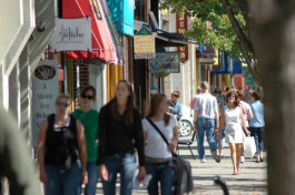 Downtown Traverse City is busy with retail and food.