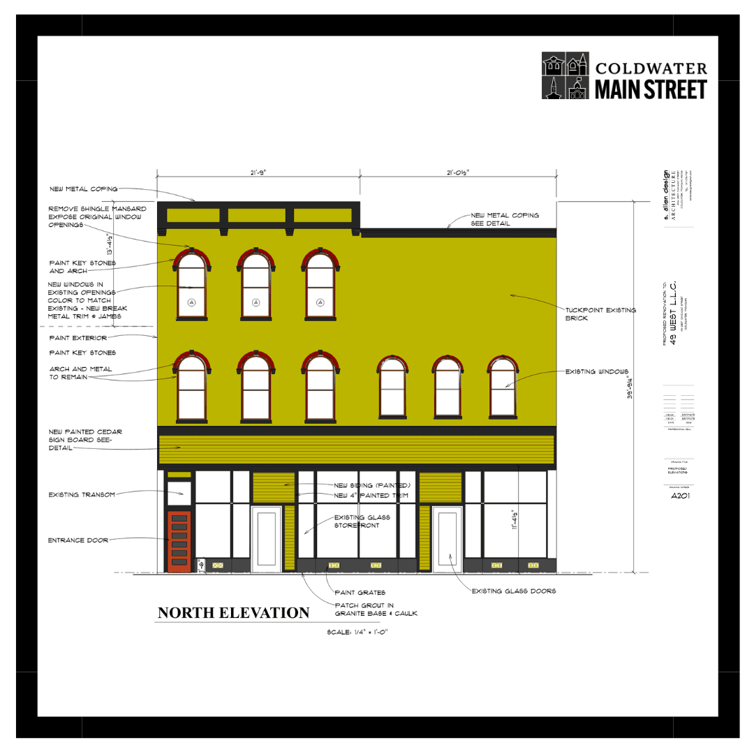 Designs for 49 W. Chicago St. in downtown Coldwater.