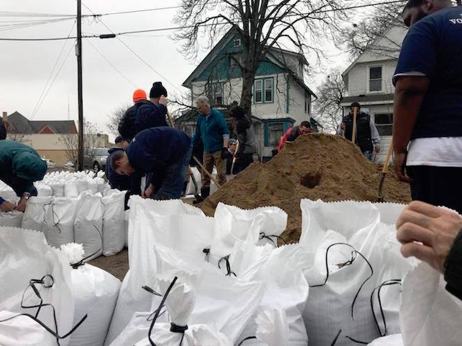 It took many sandbags to deal with flooding in February.