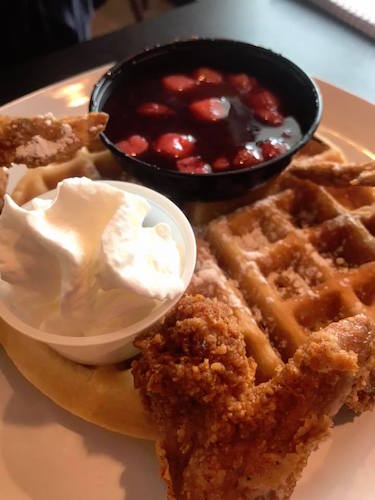 Strawberries and Cream Waffles and Chicken is a perfect blend of savory and sweet.