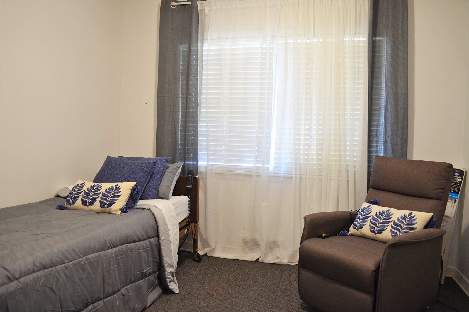 There are several different areas inside Thrive where an older adult can rest.