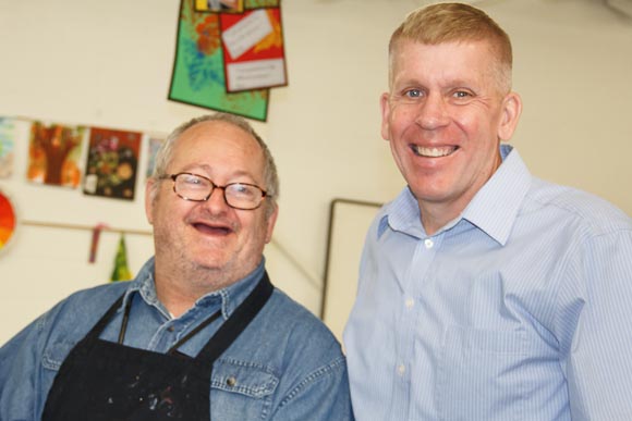 Arts and  craft Participant Ronald Thayer with Jim Pearl