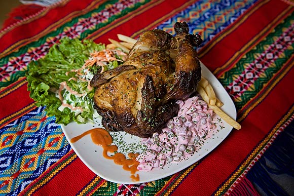 Spit roasted chicken at El Inka