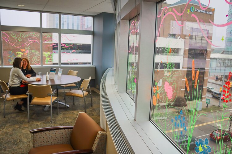 Kendall College of Art and Design partnered with Corewell Health to bring a little artistic joy to the hospital's Lemmen-Holton Cancer Pavilion.