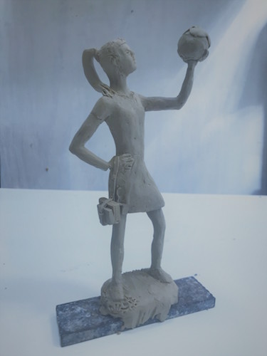 A clay model of the scuplture to be installed on the KCC campus.