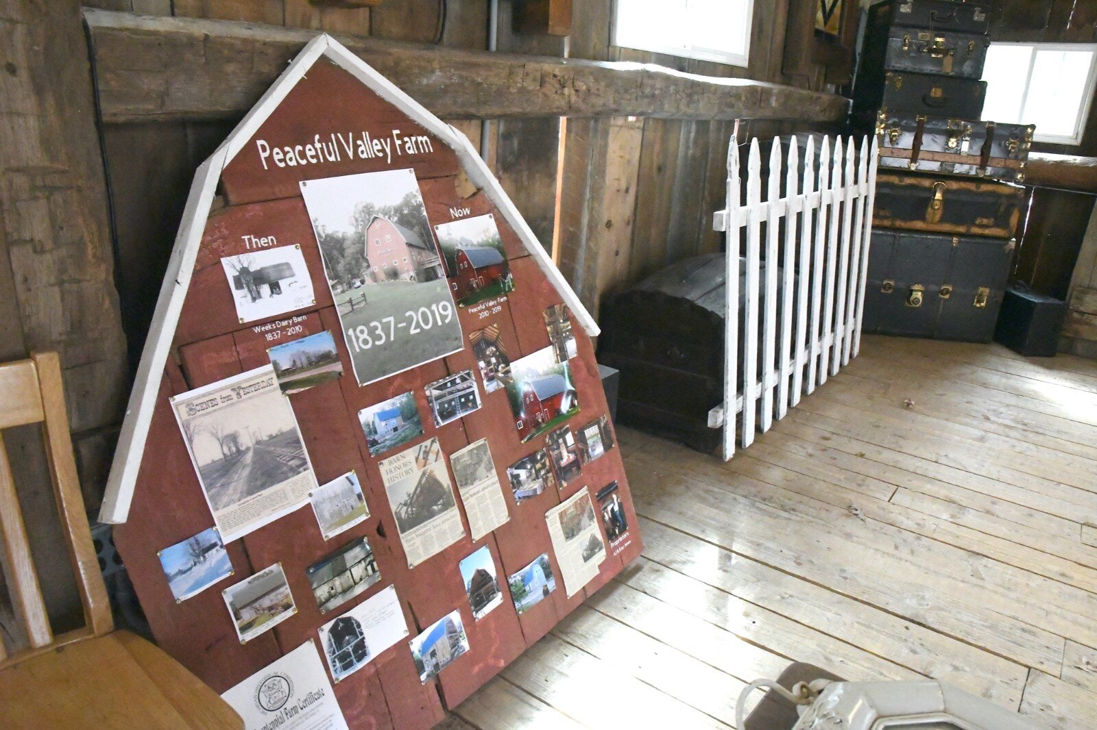 History of the Peace Valley Farm are on display inside the barn.