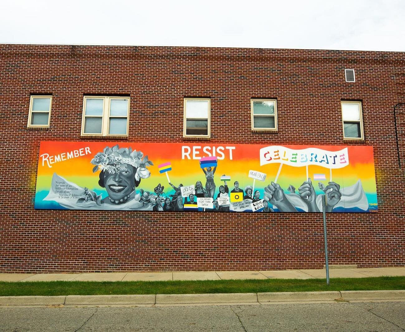 A mural located on the side of the BC Pride Resource Center, at 104 Calhoun Street.