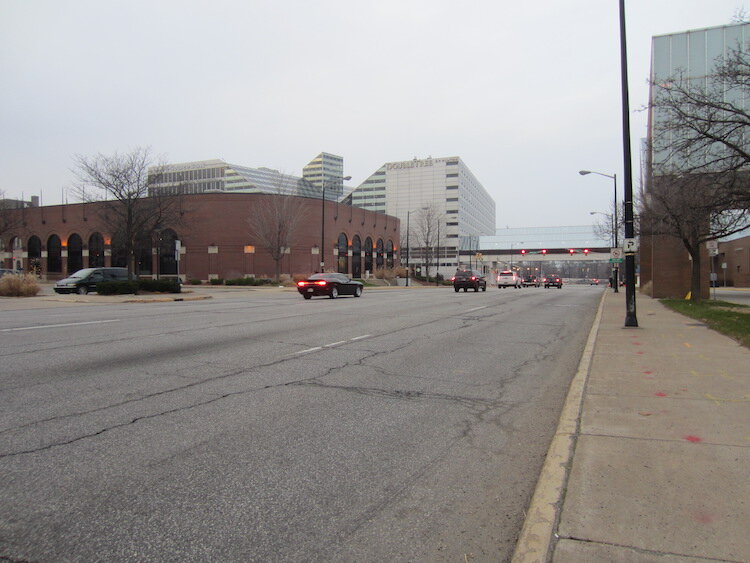 South Bend's MLK Boulevard before two-way conversion.