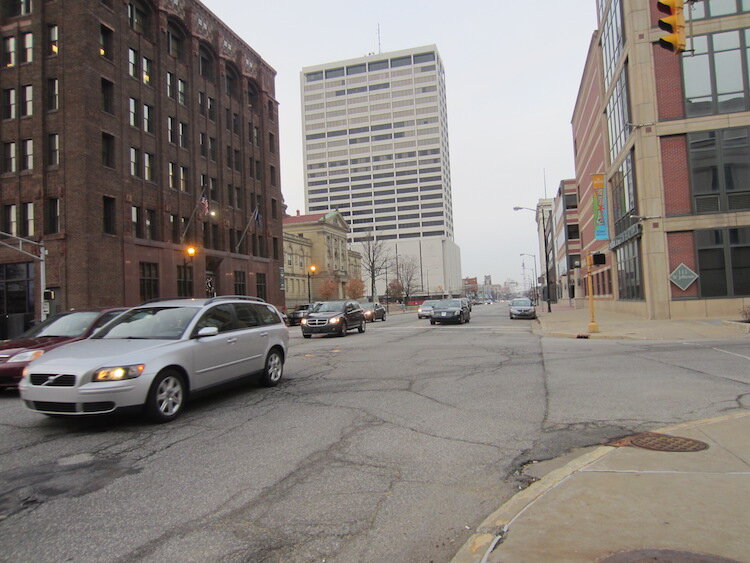 South Bend's Main Street before two-way conversion.