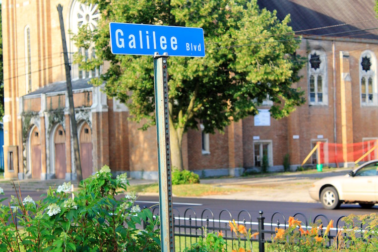 Institutions such as churches are one of the many things that define the neighborhood. 
