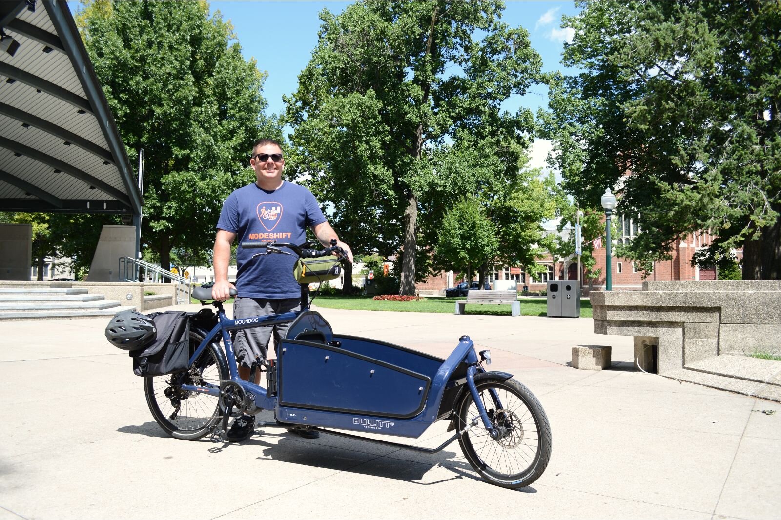 Dustin Black with his Bullitt Moondog electric cargo bike. 