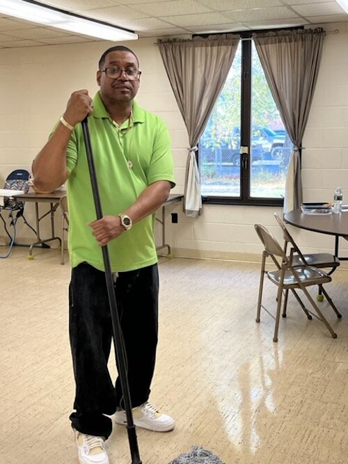 Everette Weathers, who provides janitorial services for the Co-op, is hoping to find a supervisory position in this field. He also has been taking computer classes to earn a certificate in that area.