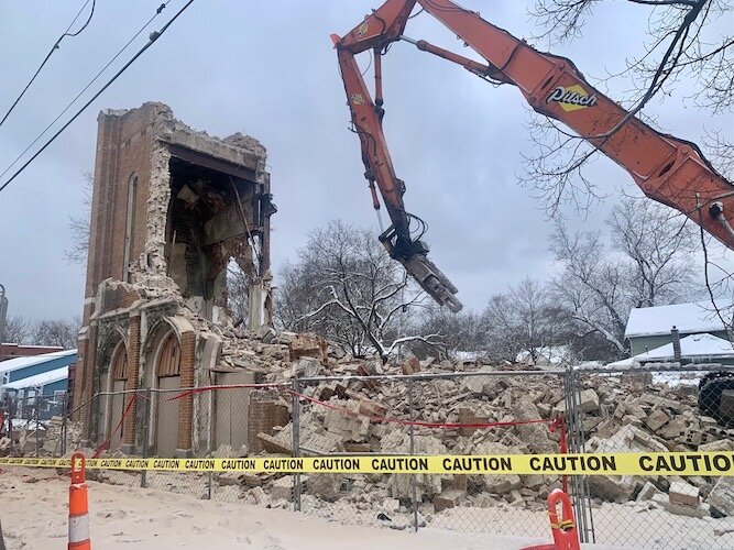 Large equipment was used to demolish the former location of North Westnedge Church of Christ  at 1101 N. Westnedge Ave.