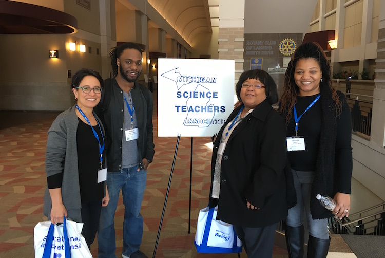 Rebecca Joyce, EASEL co-teacher, WIll Huddleston, Eastside Youth Strong Program Manager, and CHAMPS and EASEL youth development workers, Heather Taylor and Yulonda Taylor, attend a science conference.