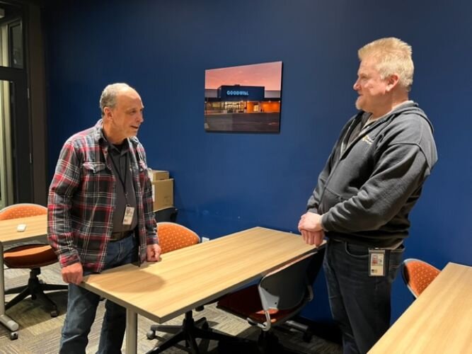 John Shriver, left, and Mark Hauler, at  Goodwill Central Michigan Heartland's Financial Opportunity Center in downtown Battle Creek