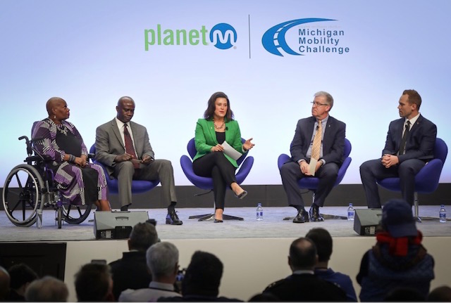 Gov. Gretchen Whitmer announced the final round of pilot projects to receive funding under the $8 Million Michigan Mobility Challenge initiative at the North American International Auto Show.  Photo Courtesy North America International Auto Show