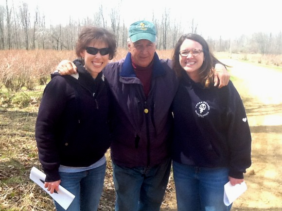 Frank Corrado with Amy Clark and Jody Lemmer,  granddaughters of Frank Kovach