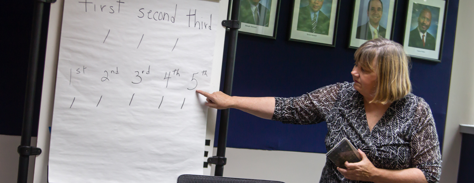 Instructor Betty Alia teaches the English as a Second Language class at Stewart Industries