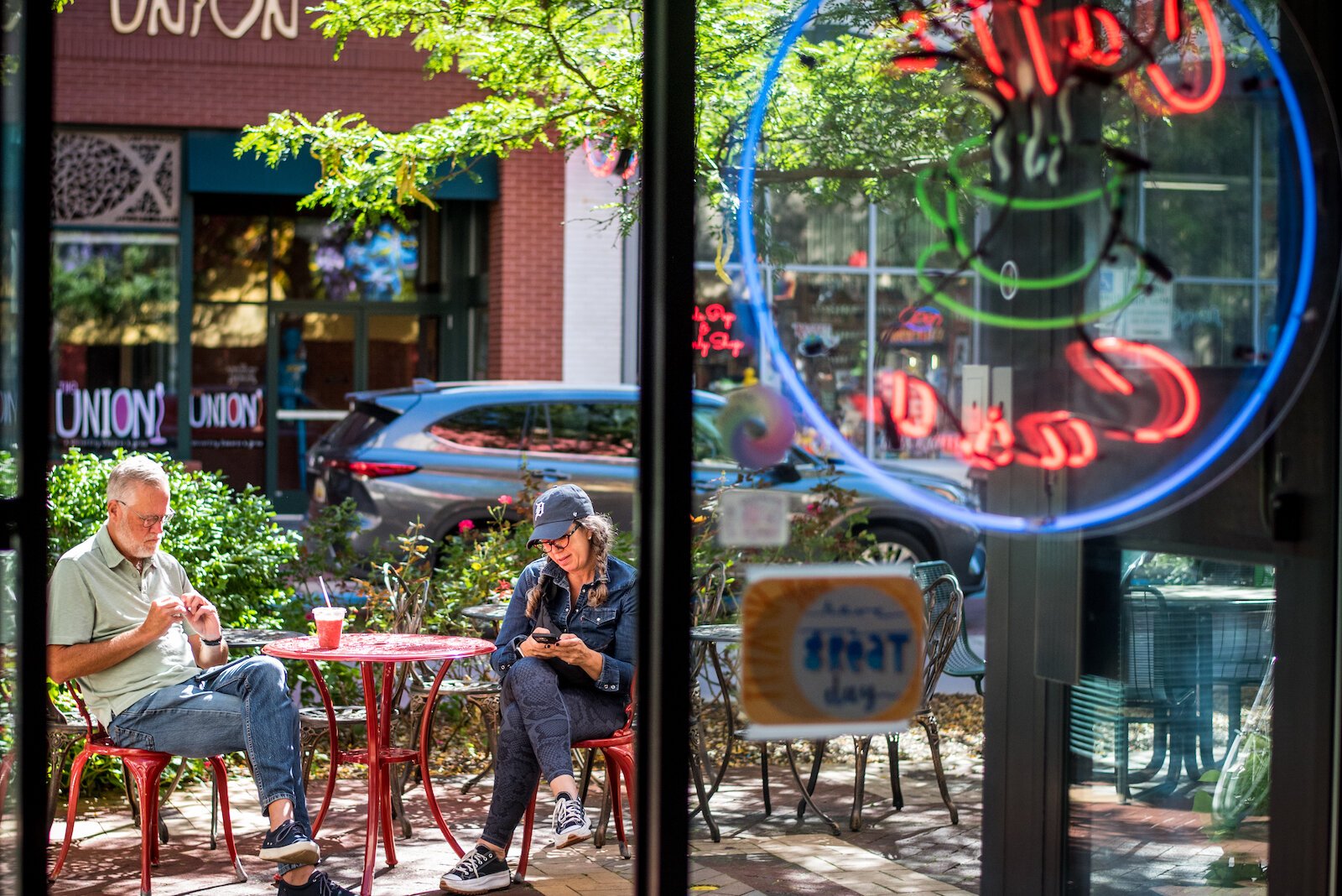 When the weather permits, outdoor seating at Caffé Casa offers a prime view of the Kalamazoo Mall.