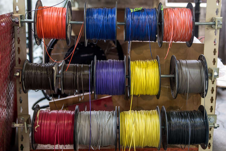Colorful cables at Fido Motors.  Photo by Fran Dwight.