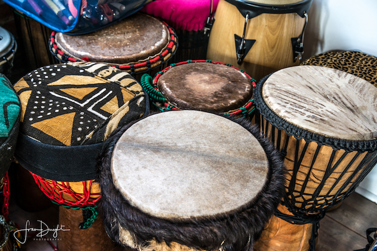 Drums used by Rootead in peformances and drumming activities.
