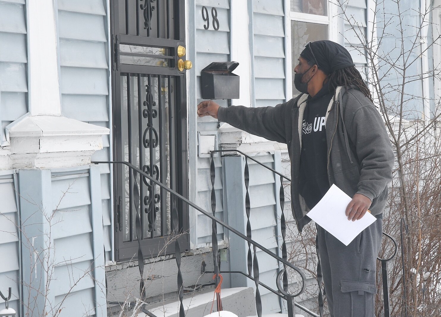 Jermaihn Williams is one of the RISE canvassers who go door to door trying to interest residents in the smart doorbells.