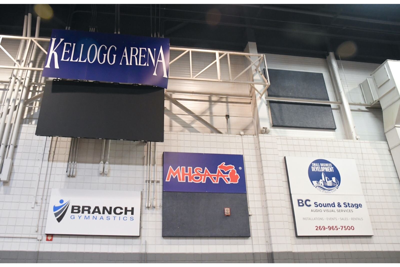 Kellogg Arena currently hosts competitions organized by Branch Gymnastics and the Michigan High School Athletic Association (MHSAA).