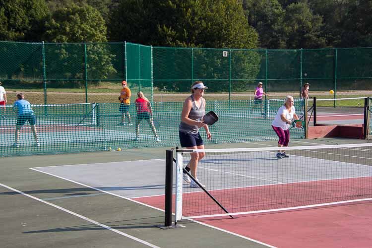Battle Creek Pickleball Club members on the couts at KCC.