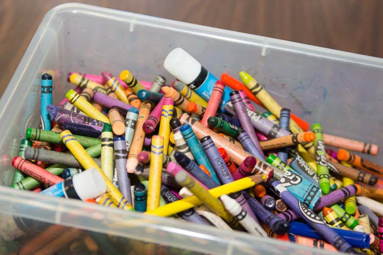 Crayons found in the after-school program classroom.
