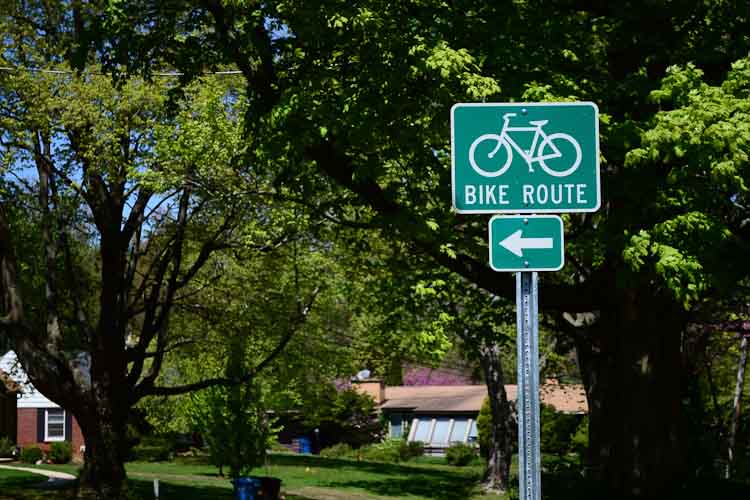 The ”Westwood Wiggle” routes bikes along quiet neighborhood streets north of West Main/M-43.