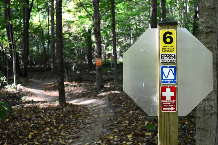 Maple Hill trail has sections for skill levels easy to difficult.
