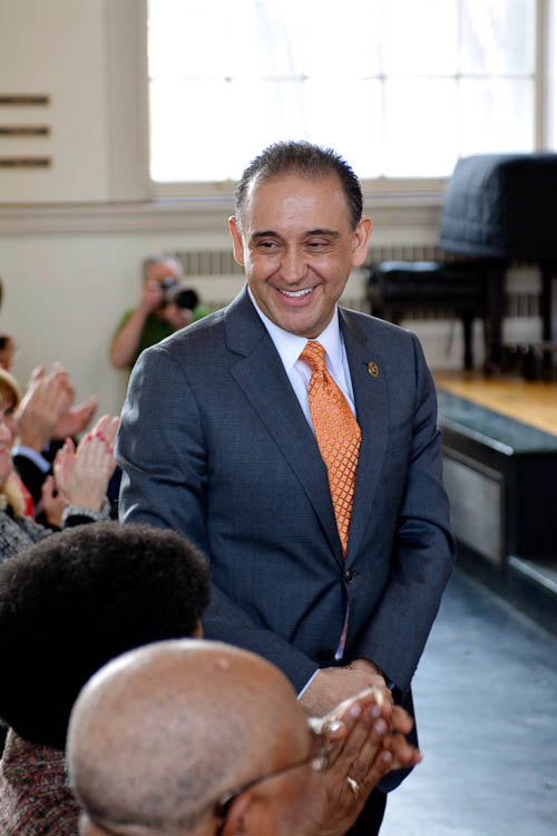 Jorge G. Gonzalez is introduced to students, faculty and the community