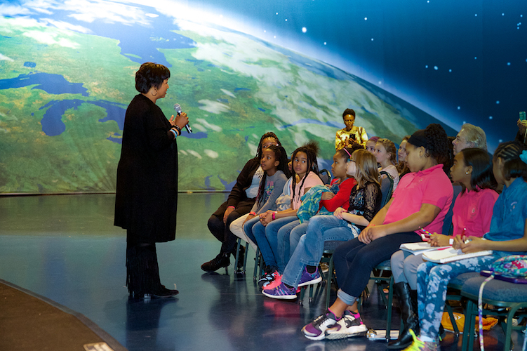 Dr. Mae Jemison meets with students at the Air Zoo