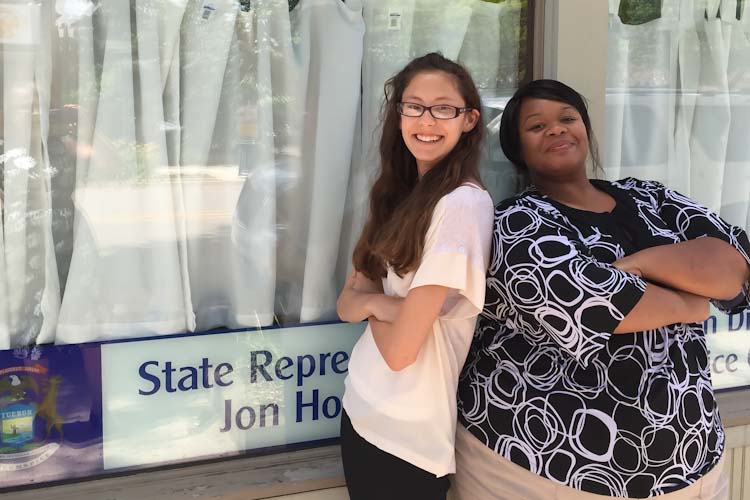 Loy Norrix freshman Marissa Jacquez and MSU graduate Autumn Fields served as DSO office assistants this past summer. 