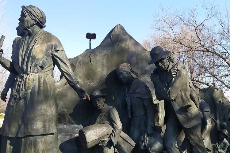 Detail of the Underground Railroad monument in Battle Creek.  Ed Dwight sculptor.