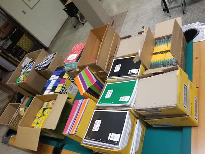 School supplies collected for donation