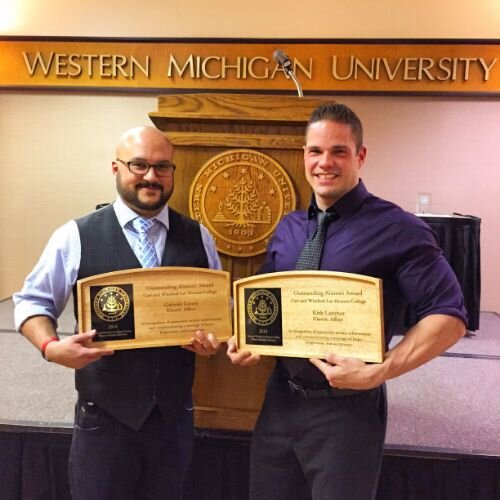 Gabe and Kirk received the outstanding alumni award from Western Michigan University.