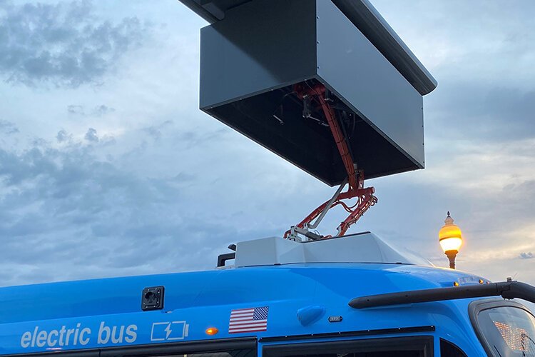 An on-route charger will be built at the Blue Water Area Transit's Downtown Transfer Center on McMorran Boulevard in Port Huron which will charge the batteries while the bus is at the transfer center.
